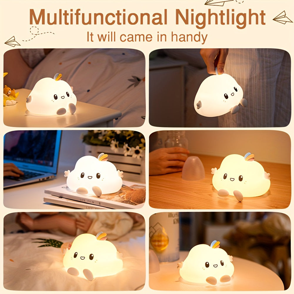 The PIKOY Kawaii Cloud LED Night Light is a whimsical addition to any room. With a remote control, 16 color options, and 8 levels of dimmable brightness, this USB rechargeable light is perfect for adding a touch of charm to your bedroom. The included