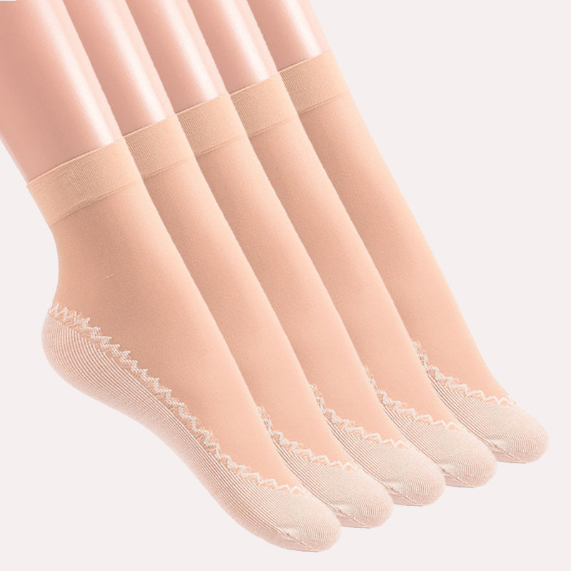 5 sets of lace mesh socks, thin, breathable, anti-snag, non-slip, women's stockings & hosiery.