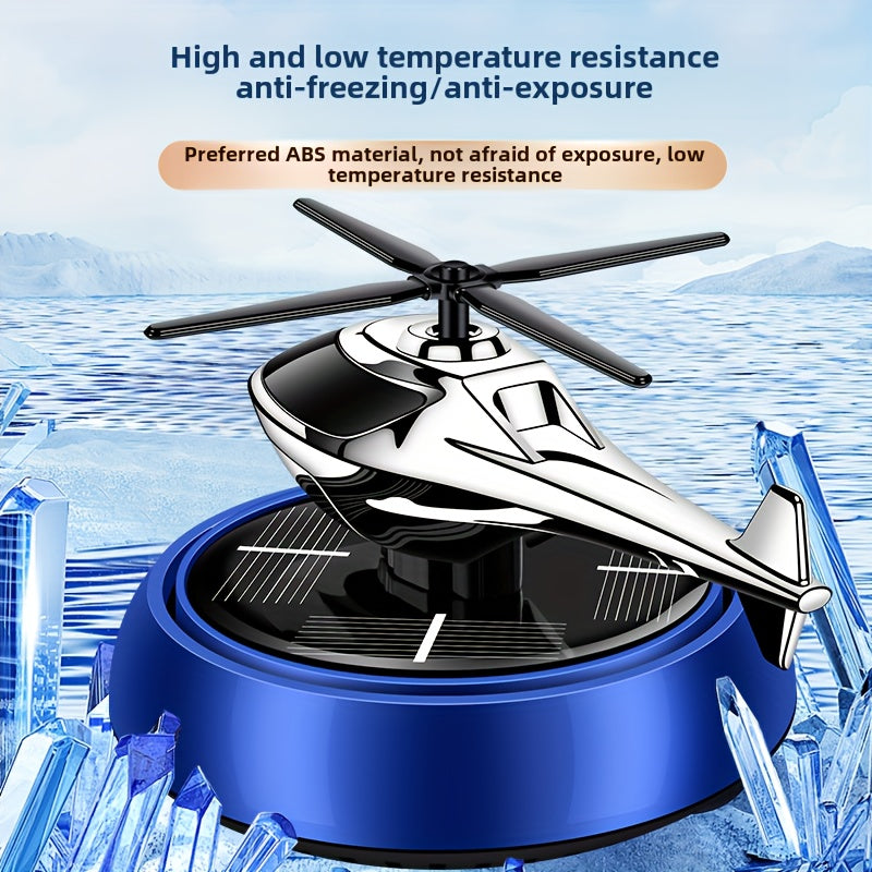 Car perfume diffuser with solar-powered aromatherapy helicopter decoration and air freshener. Ideal car accessory gift.