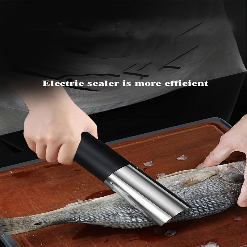 Portable Electric Fish Scraper - Rechargeable USB Fish Scale Remover and Cleaner - Seafood Tool with Knife