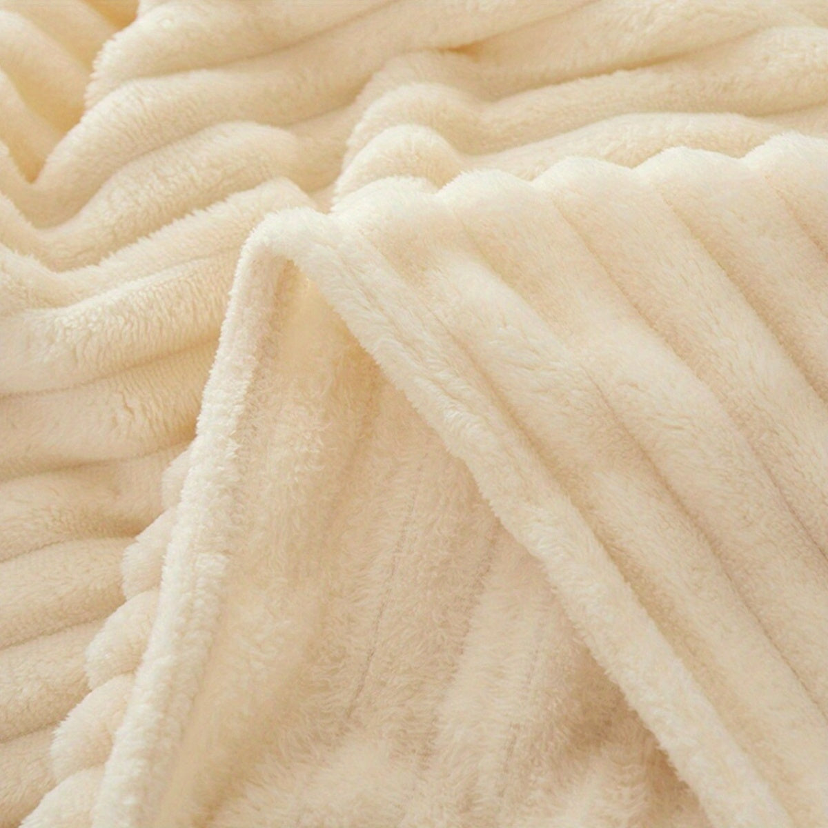 Coral Fleece Throw Blanket with White Stripes - Soft and Cozy Polyester Jacquard Weave, Perfect for Bedroom, Sofa, Living Room - Modern Design, Lightweight All-Season Comfort (250-300g Fabric Weight)