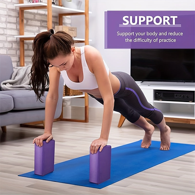 High-Density EVA Yoga Blocks 2-Pack with Beveled Edges for Flexibility in Pilates, Durable and Lightweight