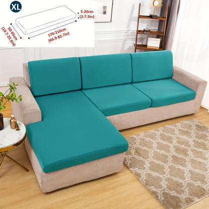 Stretch sofa seat cover to protect living room cushion.