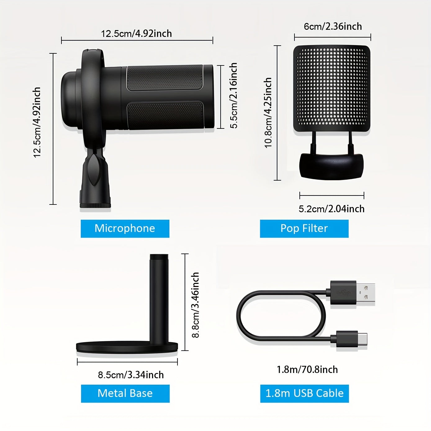 Professional USB condenser microphone with RGB lighting suitable for gaming, streaming, recording, and karaoke on PC, Mac, and various gaming consoles and phones.