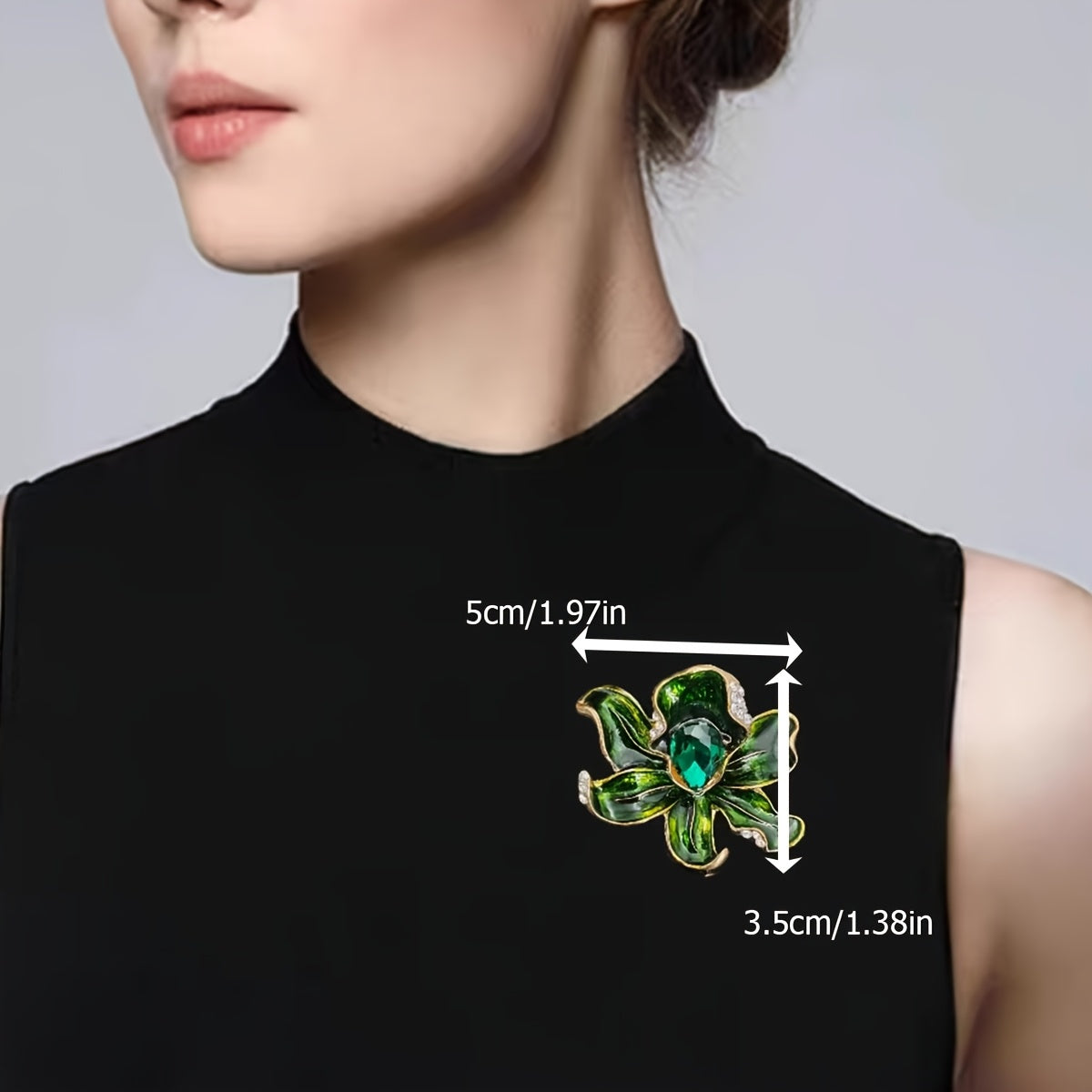 Retro and Fashionable Green Oil Drop Crystal Multi-Layer Flower Brooch, Available in 1 or 2 pieces. Perfect for Sweaters, Shirts, and Clothing. Includes Anti-Exposure Pin for Daily Wear.