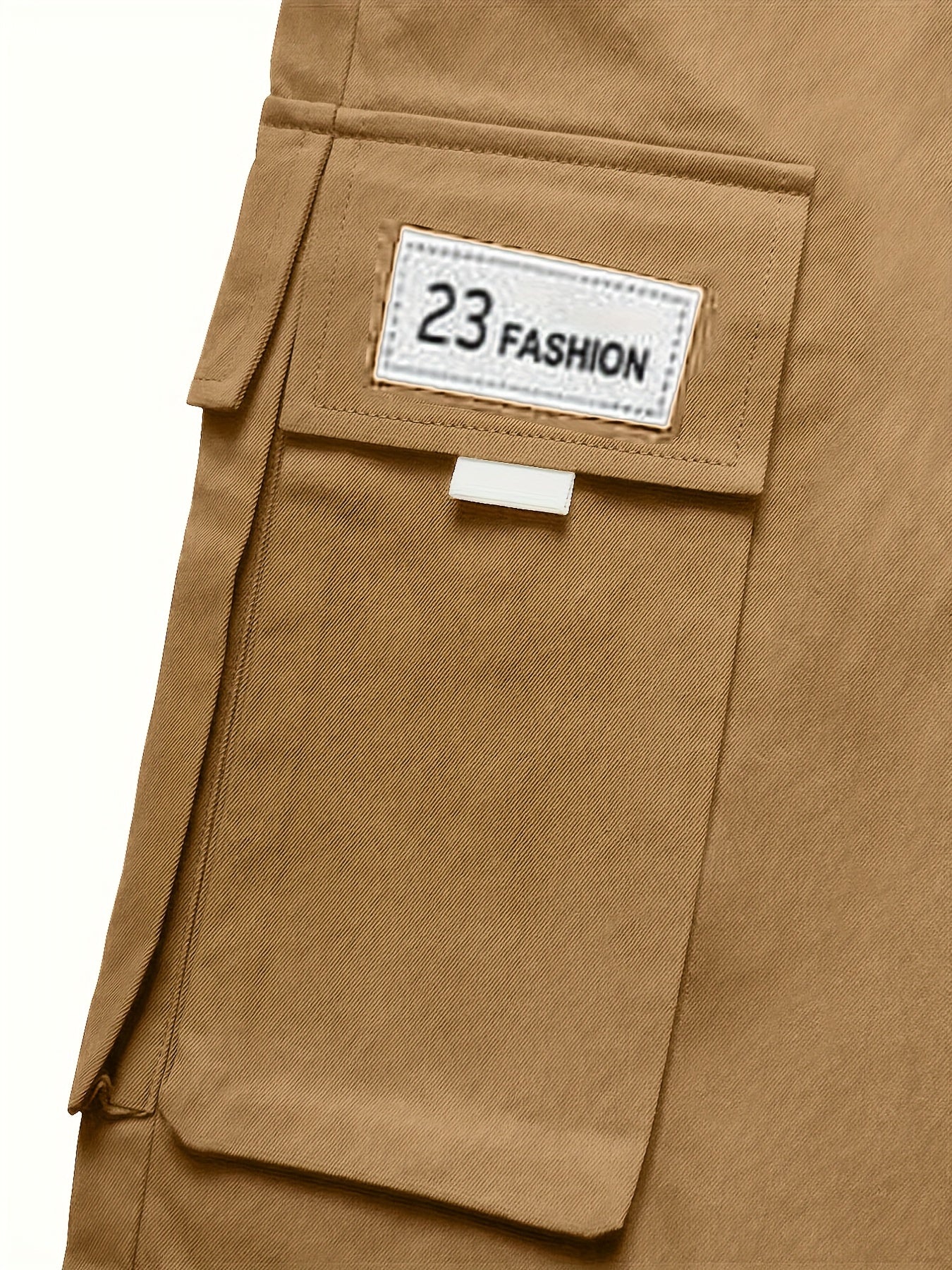 Men's plus-size cargo pants with letters print, multiple pockets, ideal for outdoor activities.