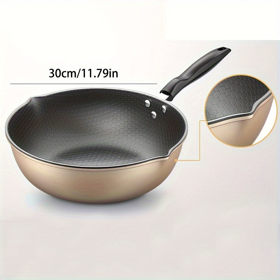 Durable Cast Iron Skillet with Non-Stick Coating - Versatile Pan for Frying, Stewing, and Sautéing - Hand Wash Recommended, Comes with Wooden Spatula - High-Quality Cookware for Home Use