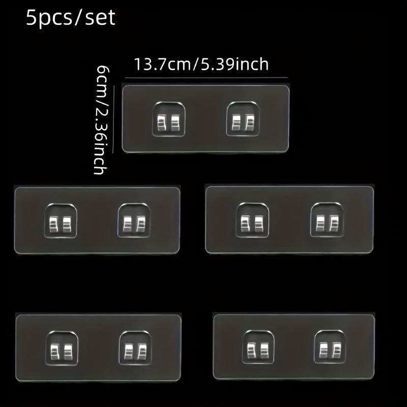 5 шт. Прозрачные самоклеящиеся крючки - Легко устанавливаются, без сверления, идеально подходят для организации и хранения в ванной