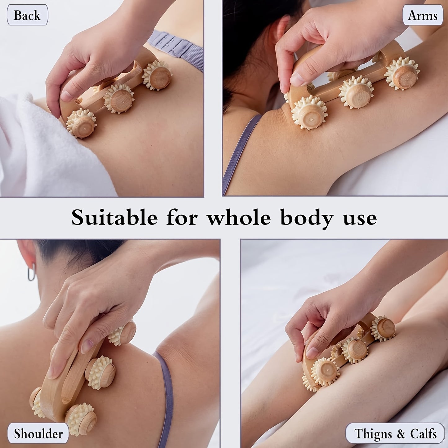 Non-electric wooden back massager with 6 rolling balls - unscented and no batteries required.