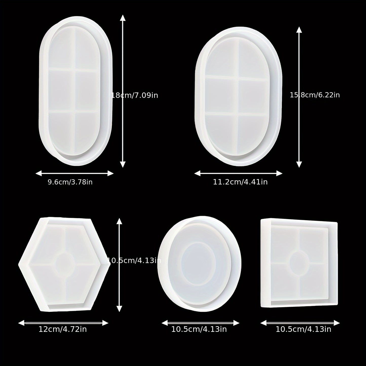 5pcs Silicone Mold Set for DIY Coaster Tray, Various Shapes for Home Decor and Gifts