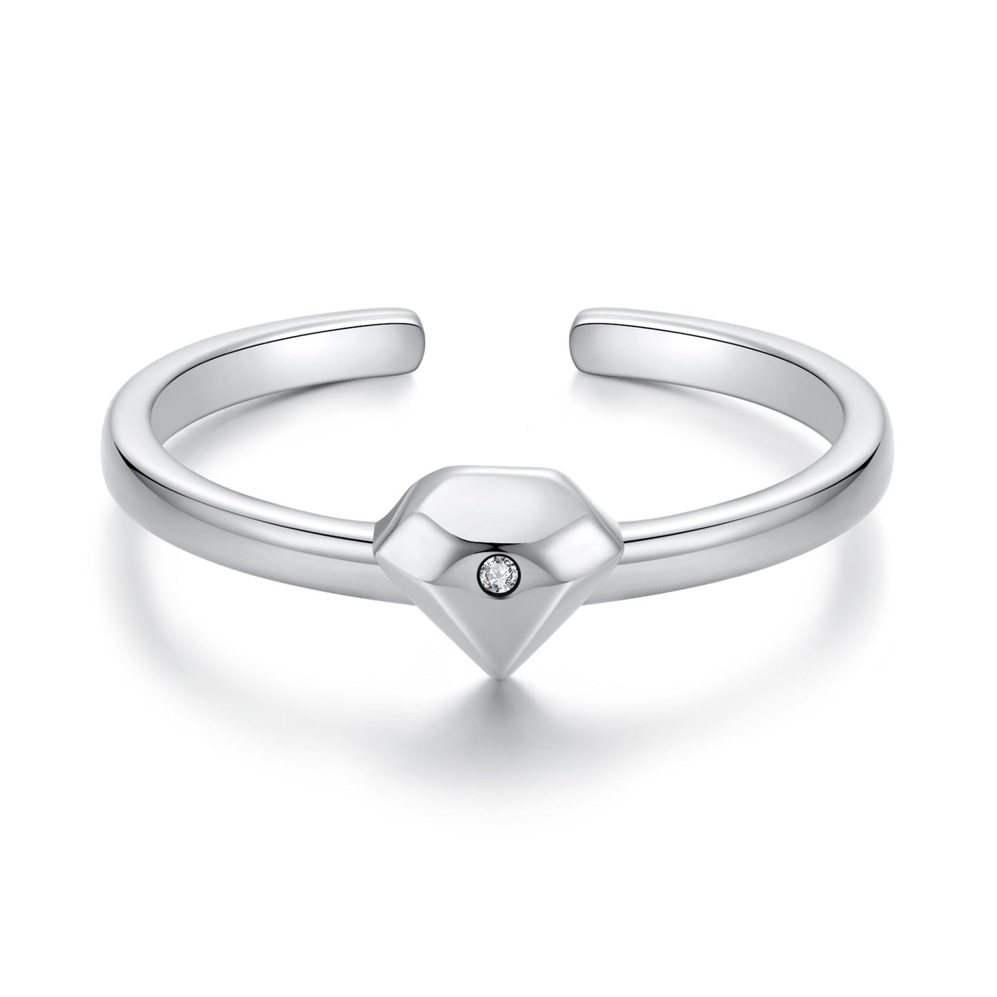 A stunning adjustable open ring for women featuring classic simple style, made from 2.6g of high-quality S925 sterling silver with a beautiful cubic zirconia accent. Perfect for both daily wear and special occasions, this elegant piece makes a wonderful