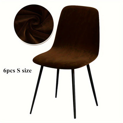 Arc-shaped short back chair slipcover made of velvet fabric, suitable for bar chairs in dining rooms and home offices.