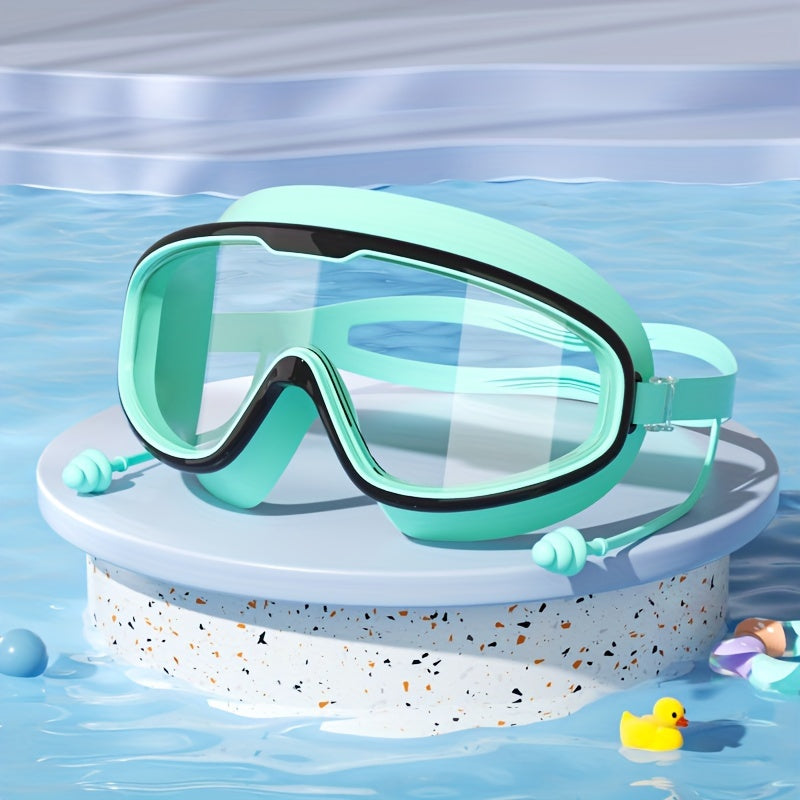 Large frame waterproof swimming glasses with anti-fog goggles, ideal for swimming training.