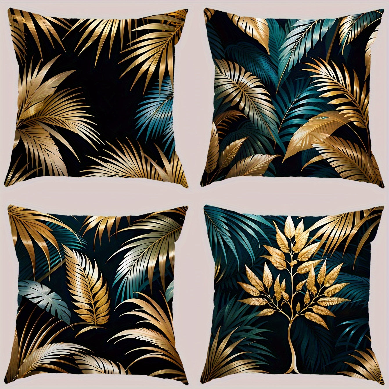 1pc Printed Golden Leaf Short Plush Pillow for Home, Car, or Office Use - Pillow Core Not Included