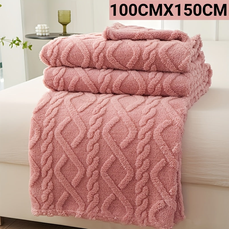 Hand Wash Only Lamb Fleece Blanket with Non-woven Coral Fleece Plush Thick Warm 3D Geometric-Pattern - Soft Cozy Flannel Throw Perfect for All Seasons. Featuring Contemporary Style Multifunctional design for Bed, Couch, or Travel. Made of 100% Polyester.