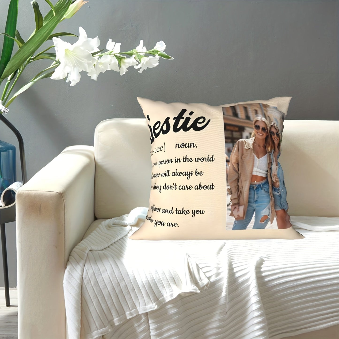 Customized Photo Pillowcase for Your Best Friend - Great Addition to Your Home Decor, Sized 45.72x45.72 cm, Perfect for gifting during Christmas, Thanksgiving, or Valentine's Day.