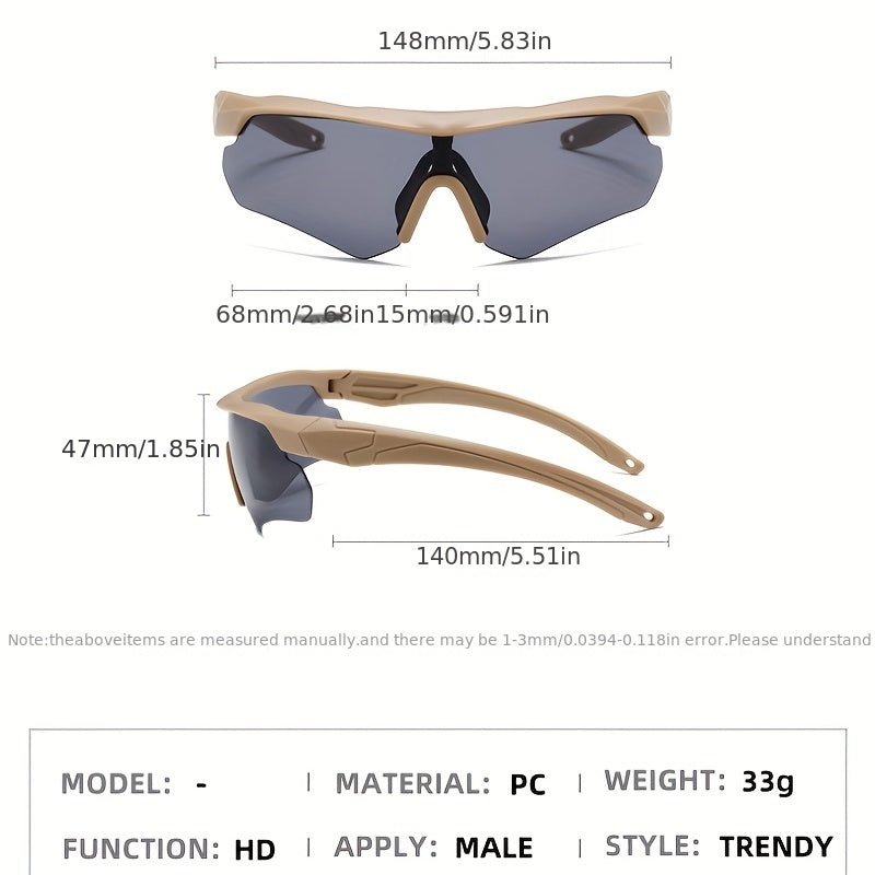 UV400 Cycling Glasses, 3-Pack, PC Lens & Frame, Sports Running Eyewear, Outdoor Performance Goggles.