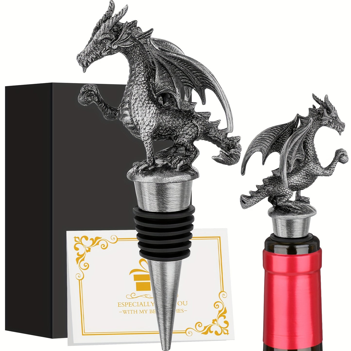 Dragon wine stopper for DND fans, perfect gift for men and women. Ideal for wine storage and a great addition to any wine lover's collection. Ideal for Christmas, Father's Day, birthdays, and Thanksgiving.