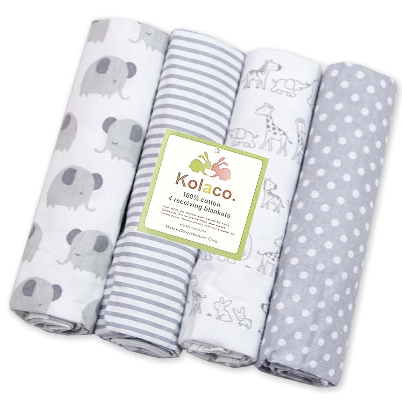 Set of 4 Soft and Cozy Cotton Receiving Blankets for Newborns - Perfect for Christmas, Thanksgiving Day, New Year, Valentine's Day, or Easter Gifts - Size: 76x76cm/29.92x29.92inch