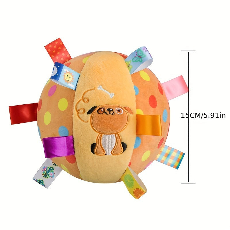 Plush Toy Ball with Rattle Bell for Grip Exercise and Visual Play, Perfect for Halloween, Thanksgiving, and Christmas Gifts