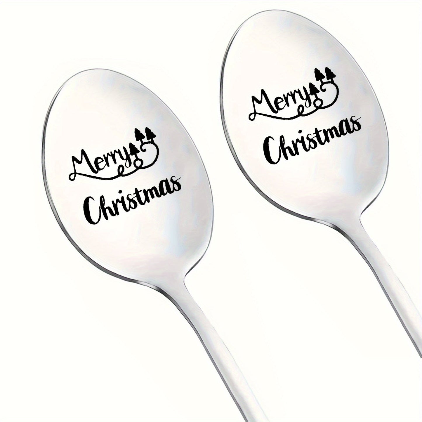 Merry Christmas Engraved Stainless Steel Spoon - Ideal for Coffee or Tea - Festive Gift for Anyone