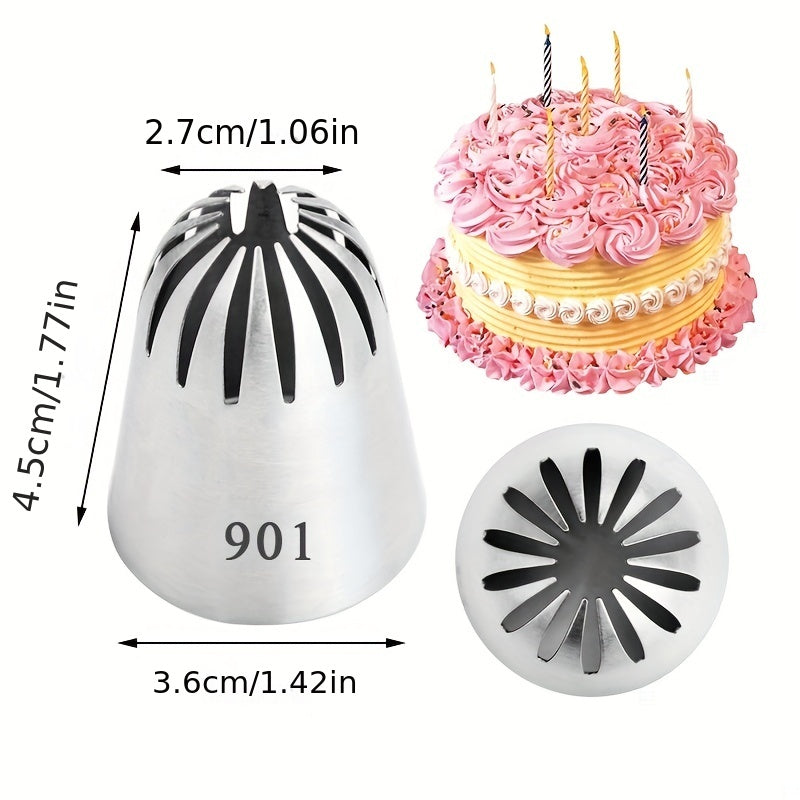 Set of 4 Stainless Steel Russian Cake Piping Tips for Flawless Frosting and Decoration - Great for Cupcakes, Cookies, and Other Treats - Must-Have Kitchen Tools for Baking Enthusiasts