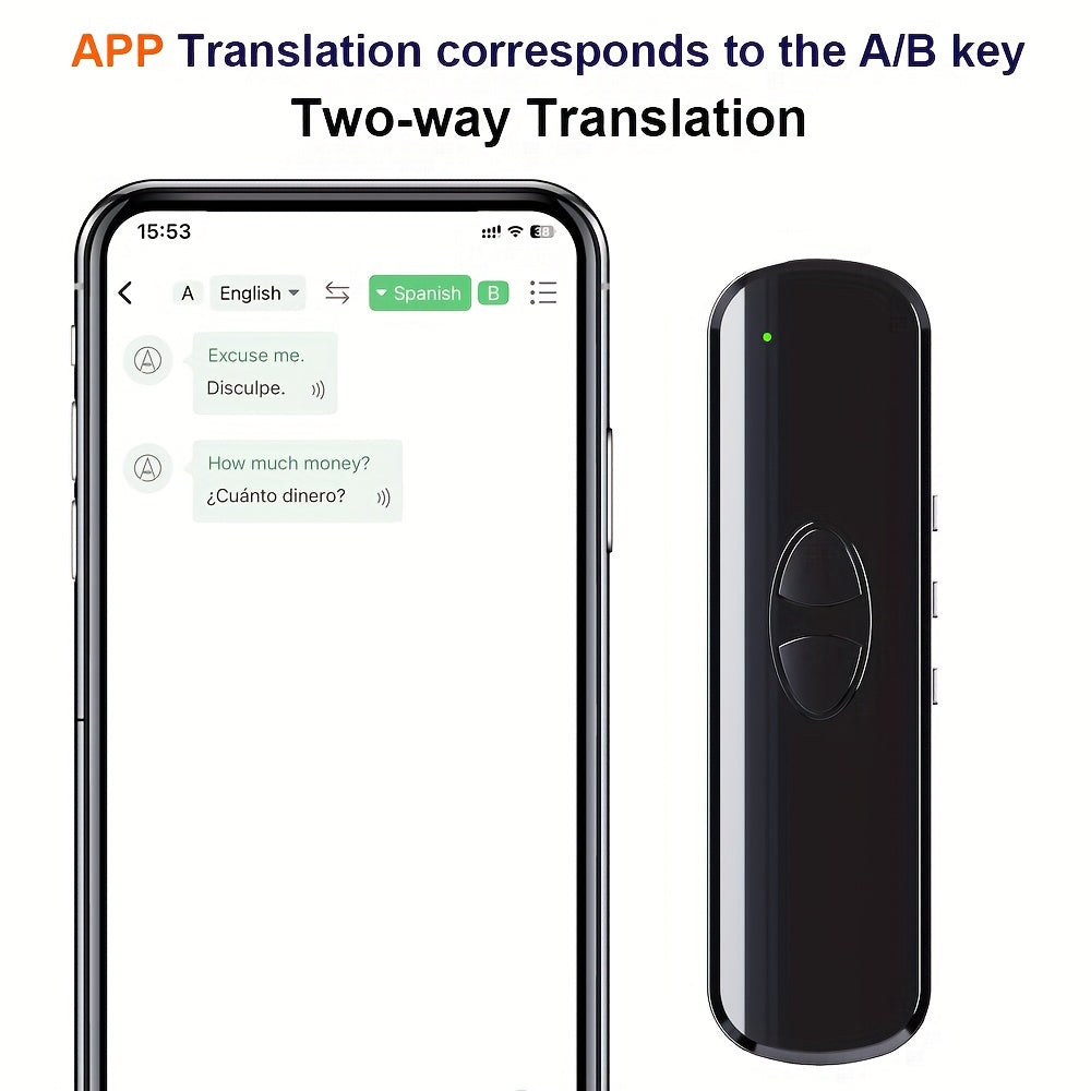 137-language instant translator, portable AI voice translation device with USB-C charging, wireless connection, and 400mAh battery, ideal for travel, business, and language learning.