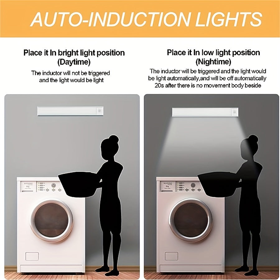 Set of 2 Motion Sensor Cabinet Lights, Rechargeable USB Battery Powered Closet Lights with Wireless Magnetic Connection. Adjustable and Easy to Install Detachable Lights for Wardrobes, Closets, and Cabinets