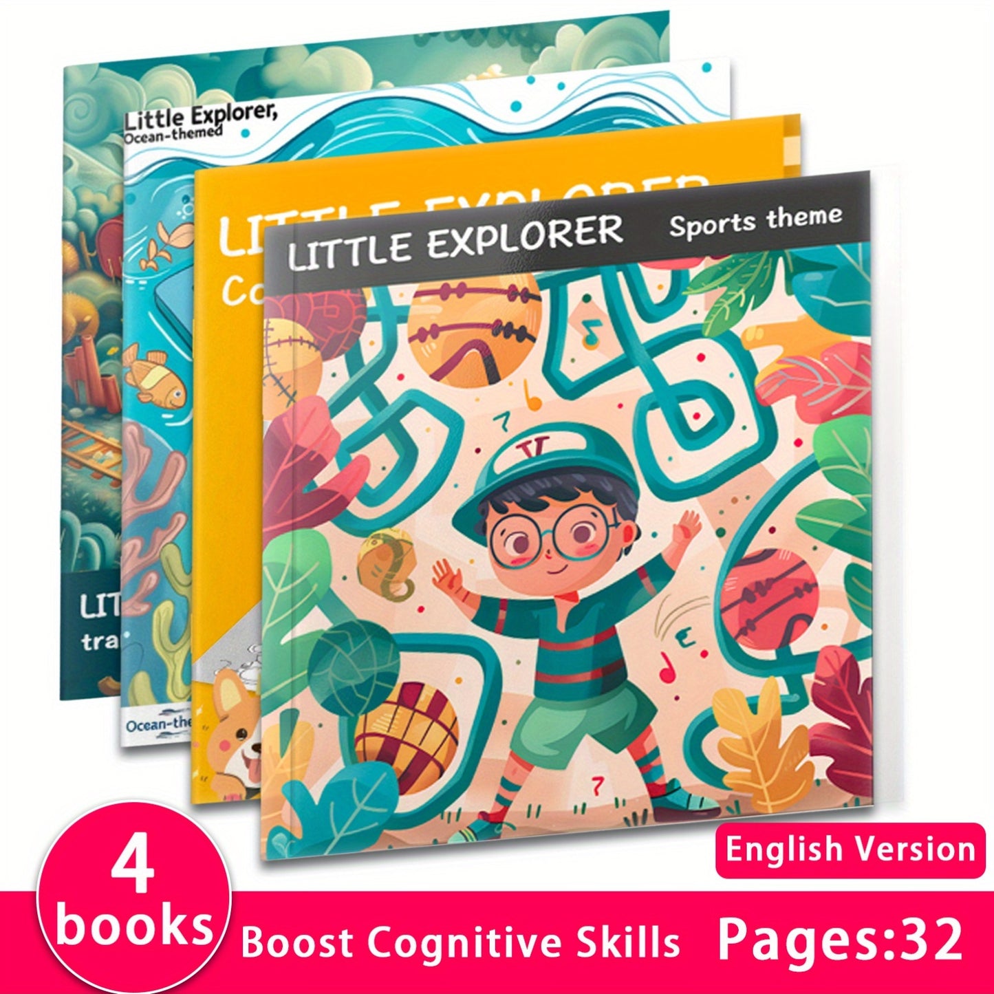 Colorful Maze Adventure: 4 Puzzle Books for Kids