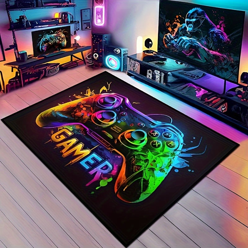 Esports Room Game Controller Area Rug - Gaming Rug with Cyberpunk Design for Bedroom or Living Room - Ideal Decorative Gift for Gamer Friends