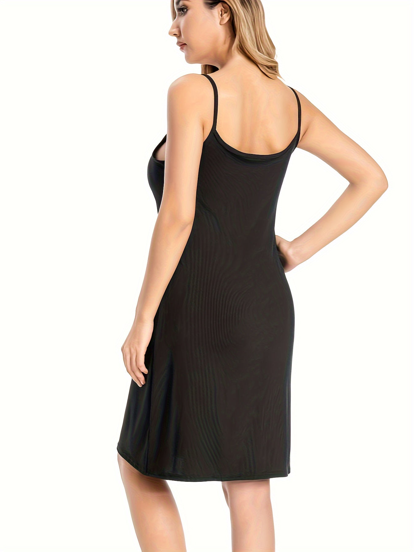 2 Women's Slip Dresses - Sexy A-Line Nightgowns, High Stretch Polyester Blend, Round Neck, Ideal for Spring/Summer/Fall