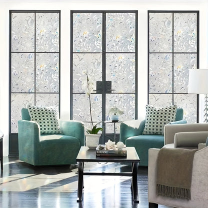 Enhance Your Home Decor with Tulip Pattern Privacy Window Film - Decorative Frosted Glass Stickers, Easy to Install with Electrostatic Adhesive, Perfect for Living Room, Bedroom, Kitchen, and Bathroom - Add a Touch of Elegance to Your Home