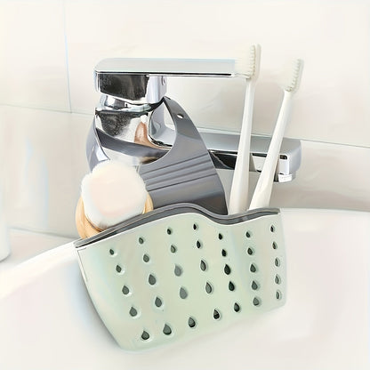 Get organized in the kitchen with the 1pc Modern Plastic Kitchen Sink Drain Basket. This versatile and adjustable hanging rack is perfect for storing sponges, soap, and cleaning tools. The perforated design allows for efficient draining and is ideal for