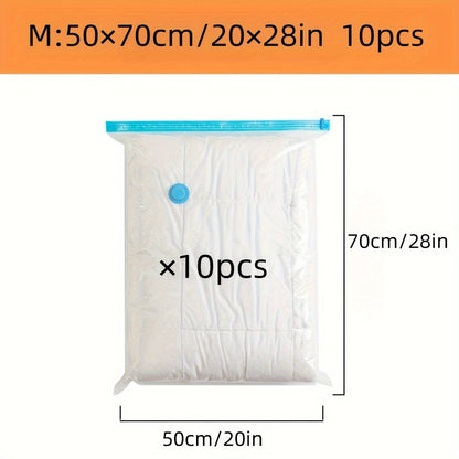 Set of 10 Vacuum Storage Bags 50*70cm/20*28in with Pink Hand Pump, Versatile Plastic Bags with Zipper Closure, Ideal for Saving Space while Traveling, Camping, Moving, and Organizing your Home & Kitchen