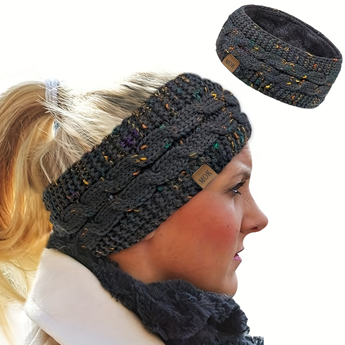 Festive Winter Cable Knit Head Wrap with Warm Fuzzy Feel - Hand Wash Only - Stretchable - Ear Warmers for Women - Perfect Gifts for Her