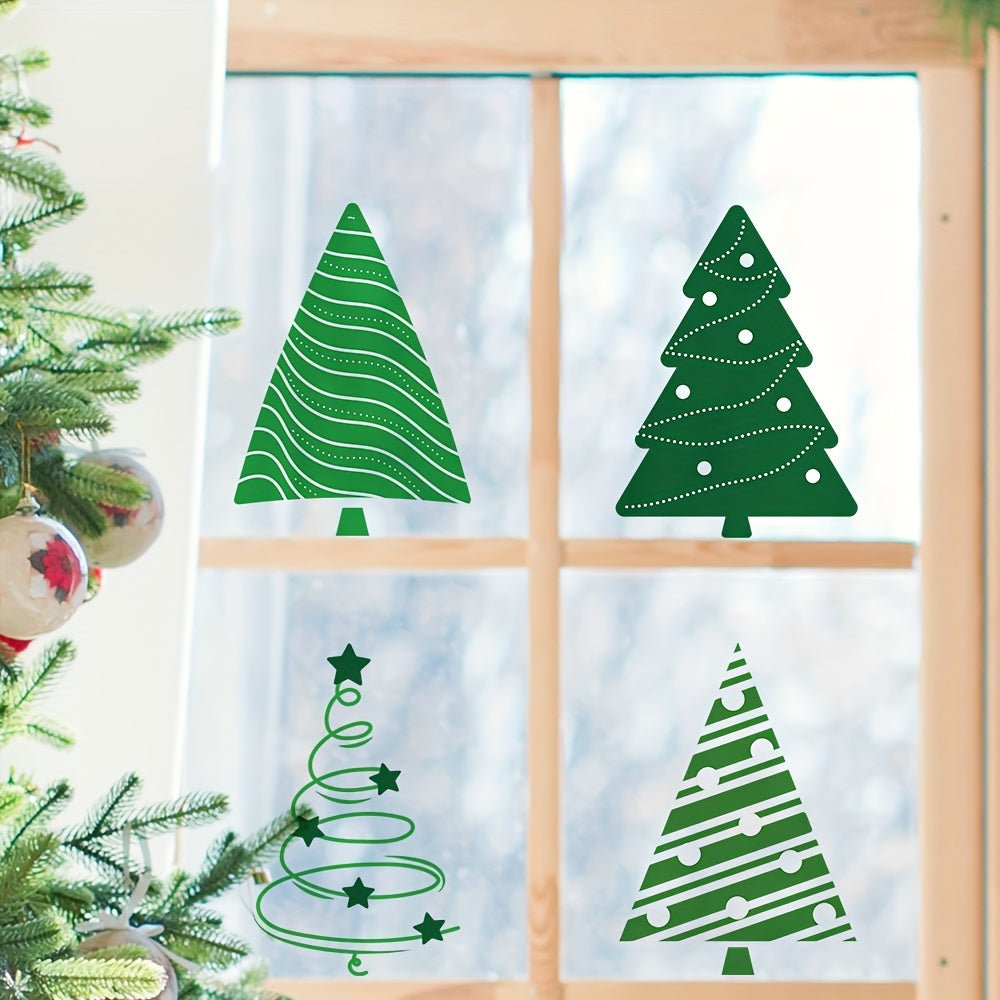 Window Clings Decals for Christmas Winter Decor featuring Forest Trees and Xmas Tree Decorations - Christmas Window Stickers