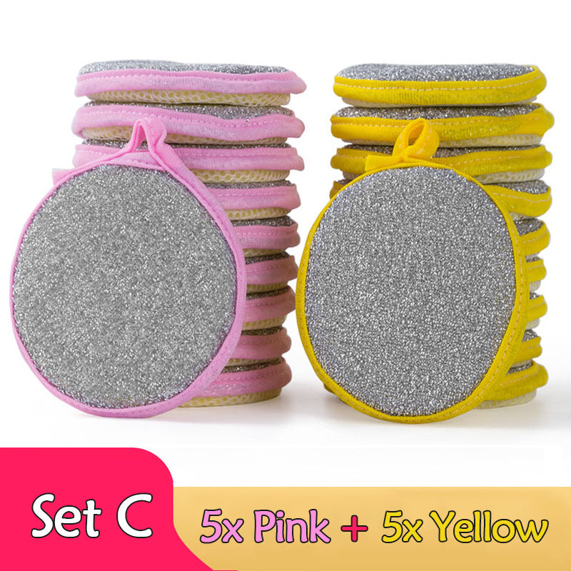 5 or 10 double-sided dishwashing sponges for household cleaning of kitchen tableware.