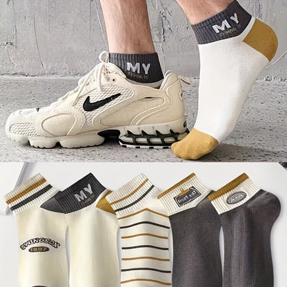 Men's knitted low-cut socks, anti-odor and sweat-absorbing, perfect for daily wear in spring and summer.