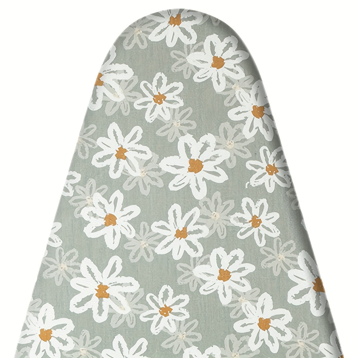 MZXcuin Ironing Board Cover with Extra Large Floral Design, 139.7cm x 50.8cm, Secure Fit with Drawstring, Enhanced with Thick Felt Padding, Resistant to Scorching - Light Green with White Flowers and Yellow Centers