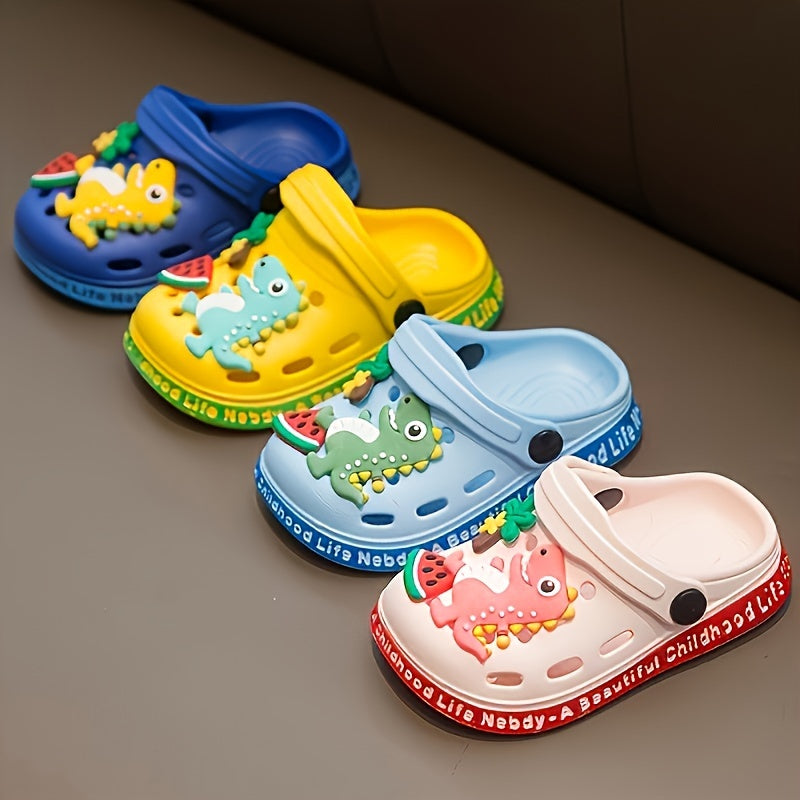 Kids' dinosaur clogs - breathable, non-slip, quick-dry shoes for boys and girls, suitable for all seasons.