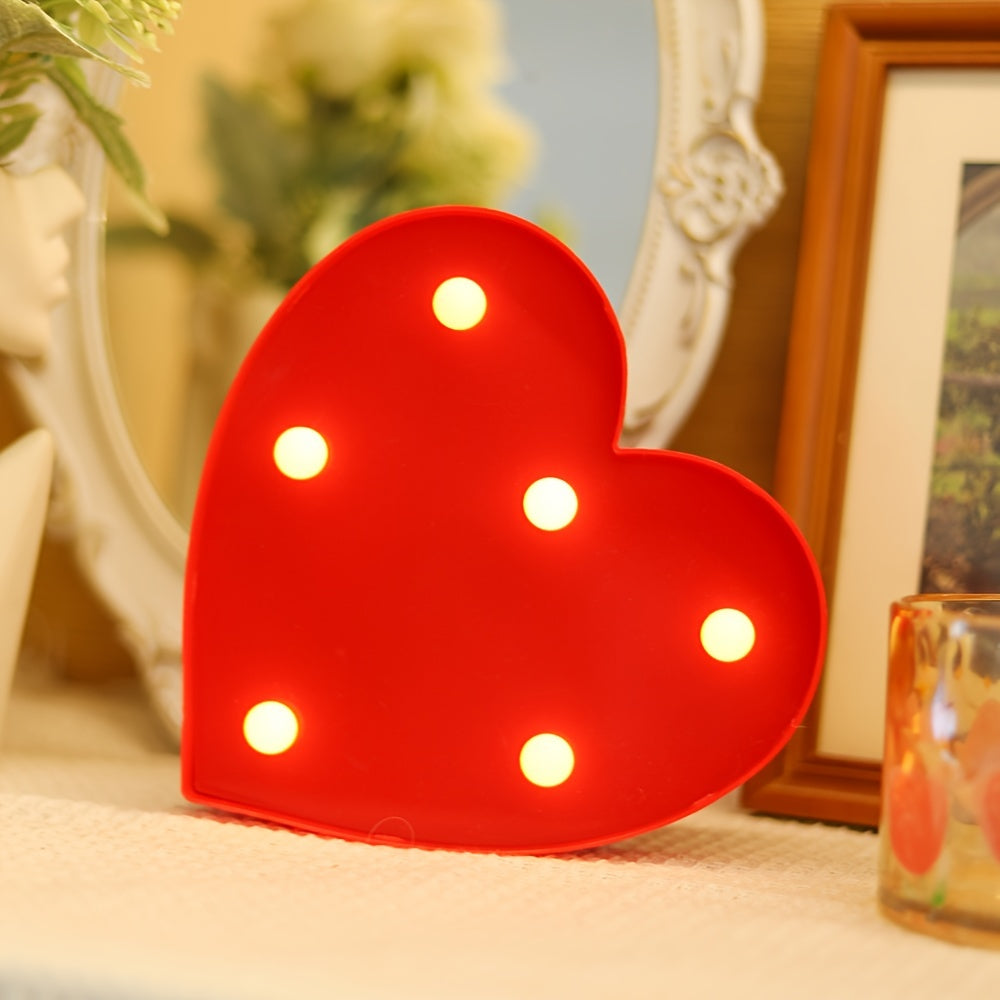 Charming red heart-shaped LED night light for bedroom ambiance, proposals, and gifts. Battery-powered with on/off switch. Perfect for Valentine's and Mother's Day.