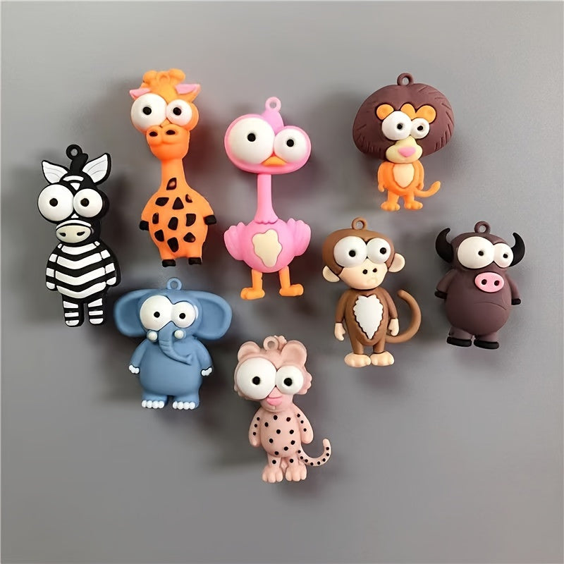 Set of 8 animal-shaped fridge magnets, perfect for adding a cute touch to your refrigerator or locker. These personalized creative decor magnets are also great for decorating your office or kitchen. A must-have kitchen gadget and accessory.