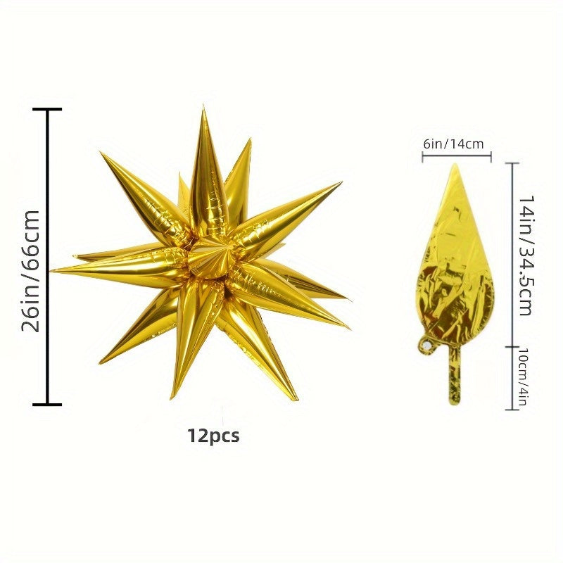 12 шт. фольгированные шары в форме взрывающейся звезды для различных мероприятий.