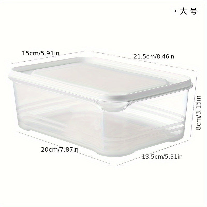 4 clear food storage boxes with locking lids, multifunction food containers for baking supplies, fruits, vegetables, and household organization in the refrigerator.