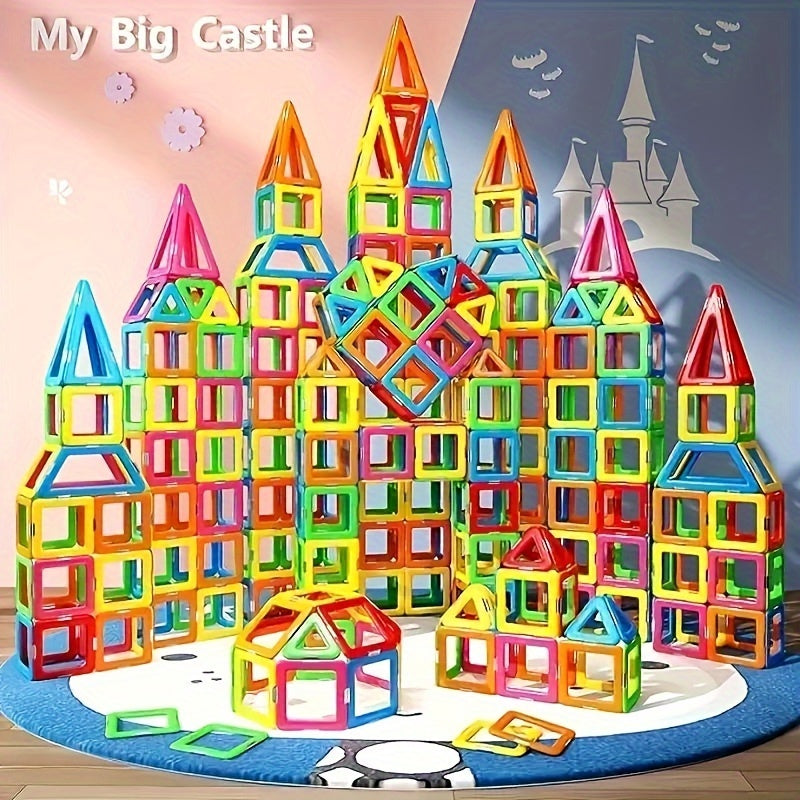 Large magnetic building block set with 58 or 119pcs, perfect for educational play and creativity. Construct various shapes, durable, ideal gift for holidays and birthdays.