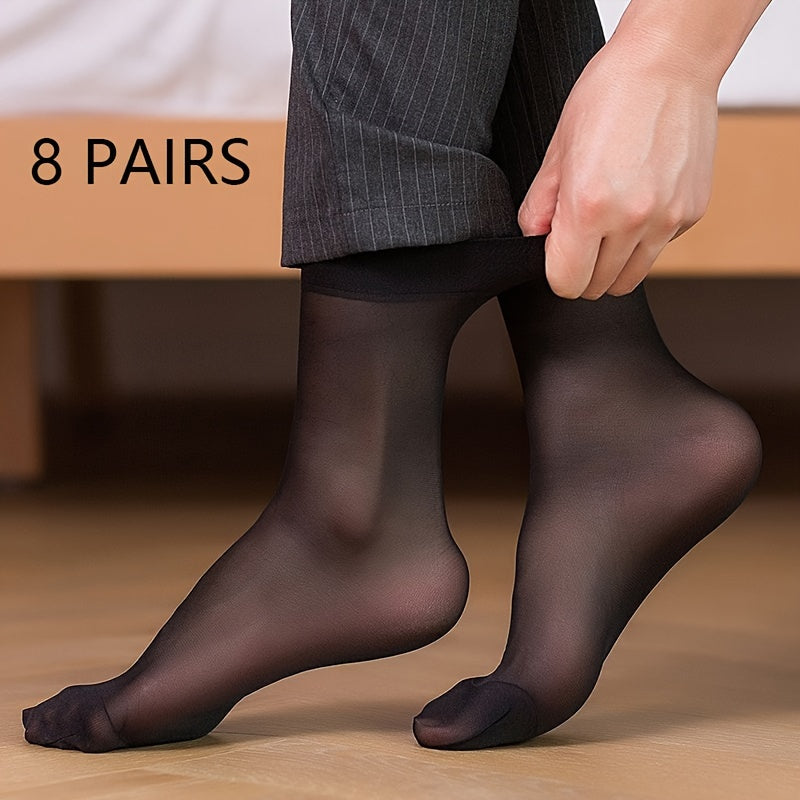 Set of 8 odor-resistant and wear-resistant men's steel stockings for summer, featuring breathable mid-tube design suitable for business attire.