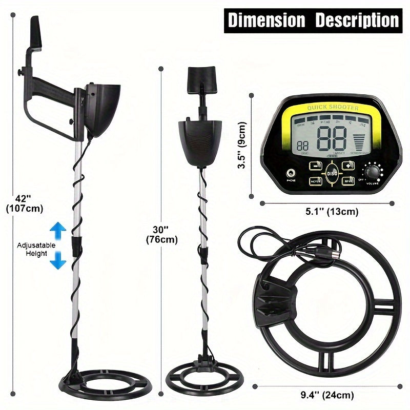 Профессиональный металлодетектор MD4060 с ЖК-дисплеем, 3-тоновыми аудиосигналами и разъемом для наушников для поиска сокровищ, пляжного поиска и археологии.