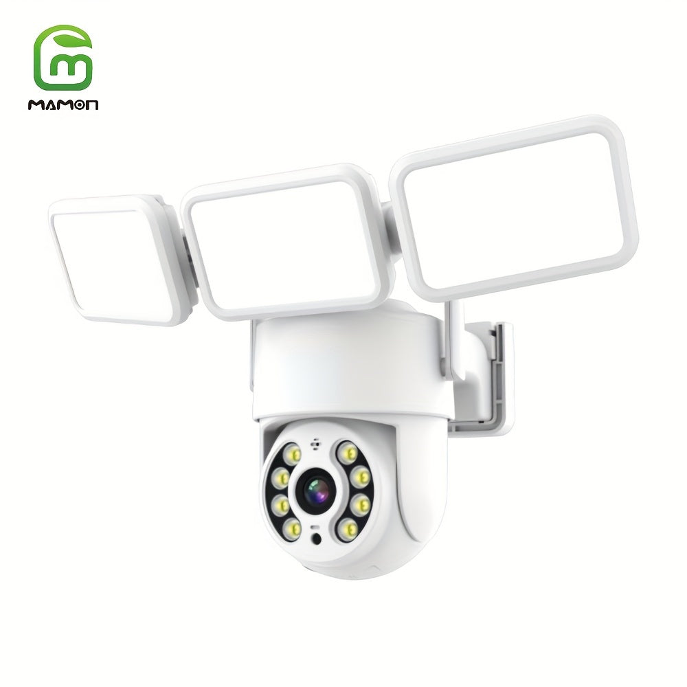 Surveillance Camera: MAMONCARE LED Floodlight - 4MP HD, Motion Detection, Cloud & Local Storage, Alexa Compatible