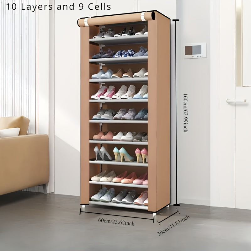 Modern Metal Shoe Organizer Cabinet - 1 Piece, Freestanding Shoe Rack for Entryways, Multi-Tier Storage for Any Room, Floor Mount Design - No Need for Electricity