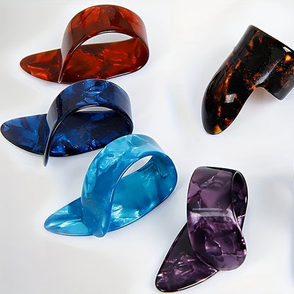 6-piece set of guitar parts including finger picks for guitar and bass practice, with protective finger picks in random colors.